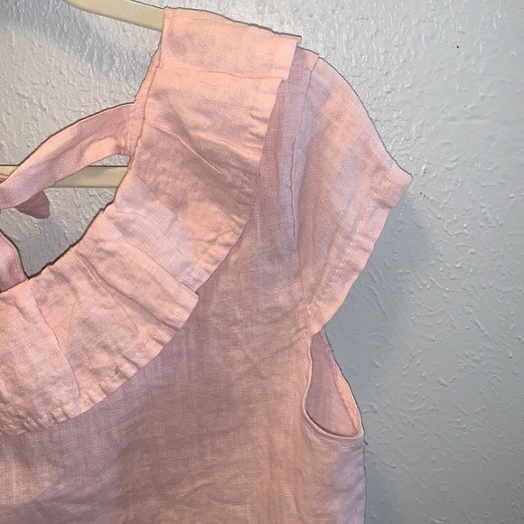 Luca Vanucci Linen Top Summer Mauve Ruffles Women’s Sz Small - Picture 4 of 9